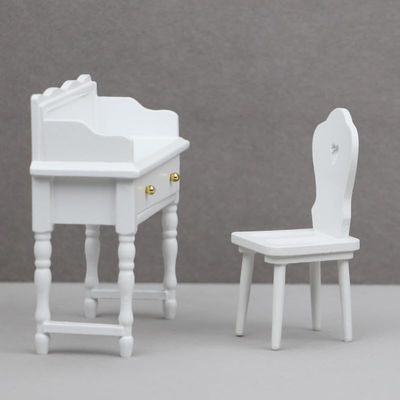 AirAds Dollhouse 1:12 Dollhouse Miniatures Student Desk and Chair Set White furntiures
