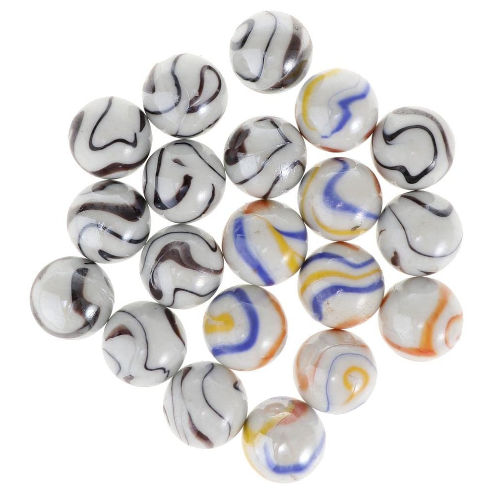 Xiaojikuaipao 20Pcs 25mm Milky White Glass Marbles, Marble Run Game Accessory, Vase Filler, Home Decor