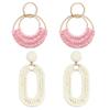 Bohemian Round Hoop Earrings and Boho Raffia Oval Earrings view 1