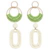 Bohemian Round Hoop Earrings and Boho Raffia Oval Earrings view 1