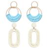 Bohemian Round Hoop Earrings and Boho Raffia Oval Earrings view 1
