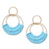 Bohemian Round Hoop Earrings and Boho Raffia Oval Earrings view 2
