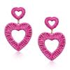 Bohemian Round Hoop Earrings and Raffia Double Heart Earrings view 3