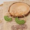 Bohemian Round Hoop Earrings and Raffia Double Heart Earrings view 4