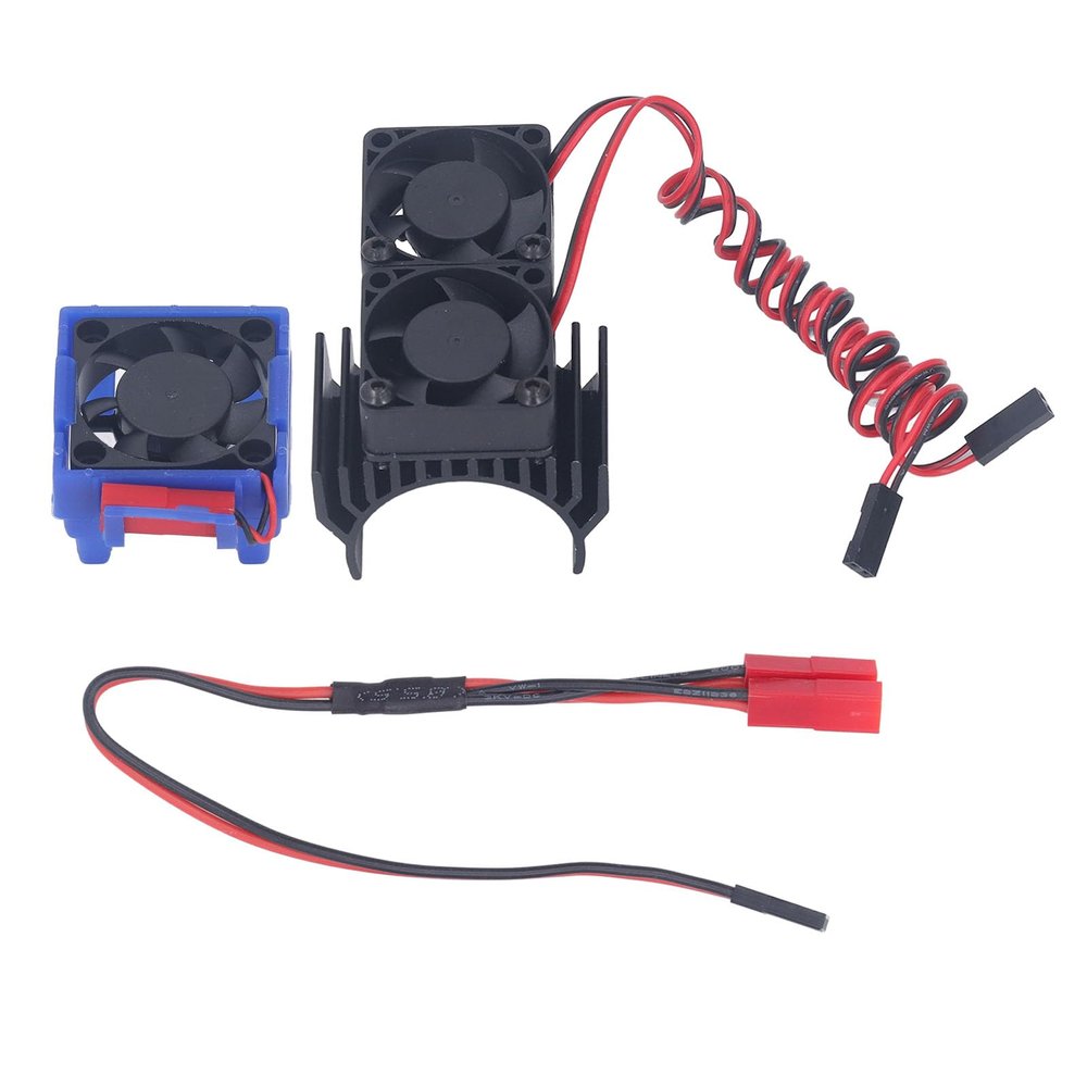 Alomejor RC Heat Sink Fan Motor Fan Set for Slash 4x4 1/10 RC Car with Double Fan (Black)
