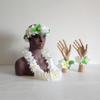 ccHuDE 4 Pcs Hawaiian Party Flower Leis Tropical Necklace Headband Bracelets Island Theme Party Necklace Beach Dance Leis for Holiday Decorations Orange view 3