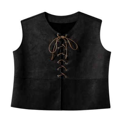 Eandarui Kids Medieval Renaissance Vest Gothic Steampunk Waistcoat Halloween Cosplay Pirate Costume Top Black 16 Years