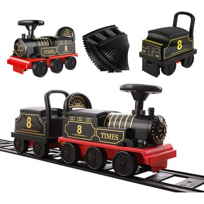 Ride on Train Toys Electric TrainSet with Track 2 Seaters Cargo Car,Music,Light Christmas Birthday Gifts for Toddlers Kids Boys Girls