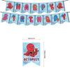 Octopus Birthday Party Supplies Cute Octopus Party Decorations Include HAPPY BIRTHDAY Banner Balloons Cake Topper Cupcake Toppers Cartoon Animals Birthday Party Decorations view 3