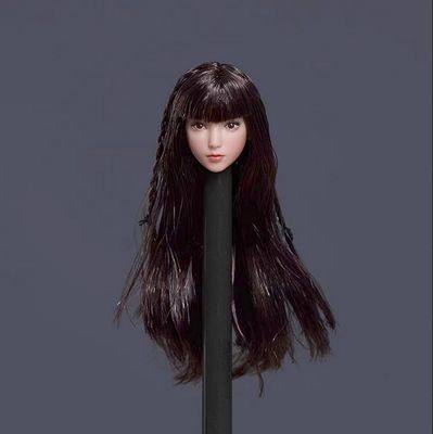 1/12 Scale Female Head Sculpt,Asian Girl Pale Skin Head Carved for 6inch Female Seamless Action Figure Collection