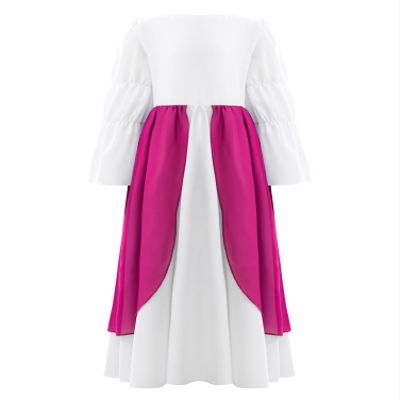 Alvivi Kids Girls Medieval Renaissance Victorian Retro Dress Loose Sleeve High Waist Ruffled Maxi Dresses Hot Pink 12 Years