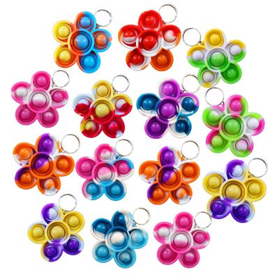 20 Packs Bulk Flower Fidget Bubble Mini Pop Fidget KeychainBirthday Party Favors Supplies summer Student Prizes