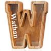 Customized Name Large Wooden Piggy Bank for Boys Girls Alphabets Letter A-Z Coins Bills Money Change Bank Box Initial on Clear Cover (Laser Engraved Name) Personalized-9", Alphabet-W view 1