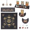 CREATCABIN Tarot Card Holder Set Tarot Card Stand Holder Wooden Tarot Tablecloth Decision Maker Coin Chakra Necklace Witchcraft Wiccan Altar Supplies Spiritual Power for Divination Meditation - 12Pcs view 1