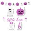 Halloween Banner,2PCS Happy Halloween Pink Banner Bunting,Little Boo Ghost Pumpkin White Glitter Garland Banner For Girls Boys Kids Baby Happy Halloween Horror Birthday Party Decorations view 2