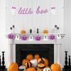 Halloween Banner,2PCS Happy Halloween Pink Banner Bunting,Little Boo Ghost Pumpkin White Glitter Garland Banner For Girls Boys Kids Baby Happy Halloween Horror Birthday Party Decorations view 3