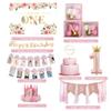 Baby Girl 1st Birthday Decorations , Baby First Birthday Supplies for Girl,Including Balloon Boxes, Pink Gold Balloons Garland Arch KitParty Backdrop, High Chair Banner, Crown, Photo Banner view 2