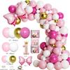 Baby Girl 1st Birthday Decorations , Baby First Birthday Supplies for Girl,Including Balloon Boxes, Pink Gold Balloons Garland Arch KitParty Backdrop, High Chair Banner, Crown, Photo Banner view 3