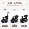 OLAKIDS 4 in 1 Ride on Push Car, Toddlers Stroller Sliding Walking with Horn, Music, Lights, Removable Guardrails and Handle, Underneath Storage, Foot-to-Floor Walker for Boys Girls (Dark) view 3