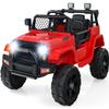 OLAKIDS Kids Ride On Truck, 12V Electric Vehicle Jeep Car with Remote Control, Toddlers Battery Powered Toy with 2 Speeds, Spring Suspension, Double Open Doors, LED Lights, Music, TF,USB, Mp3 (Garnet) view 1
