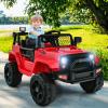 OLAKIDS Kids Ride On Truck, 12V Electric Vehicle Jeep Car with Remote Control, Toddlers Battery Powered Toy with 2 Speeds, Spring Suspension, Double Open Doors, LED Lights, Music, TF,USB, Mp3 (Garnet) view 2
