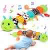 Baby Sensory Toy 0-6 Month Music Animal Stuffed Plush Caterpillar Toy for Infant 0-3-6-12 Month Old Tummy Time with Mirror Crinkle Rattle Toys for Newborn Boys Girl Shower Gifts Easter Basket Stuffer view 1