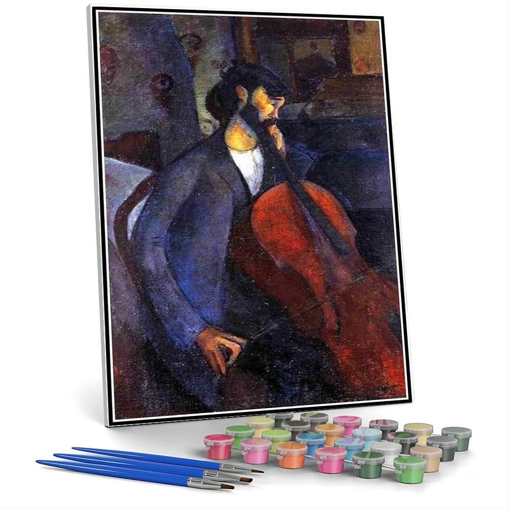 DIY Oil Painting Kit,The Cellist Painting by Amedeo Modigliani Arts Craft for Home Wall Decor