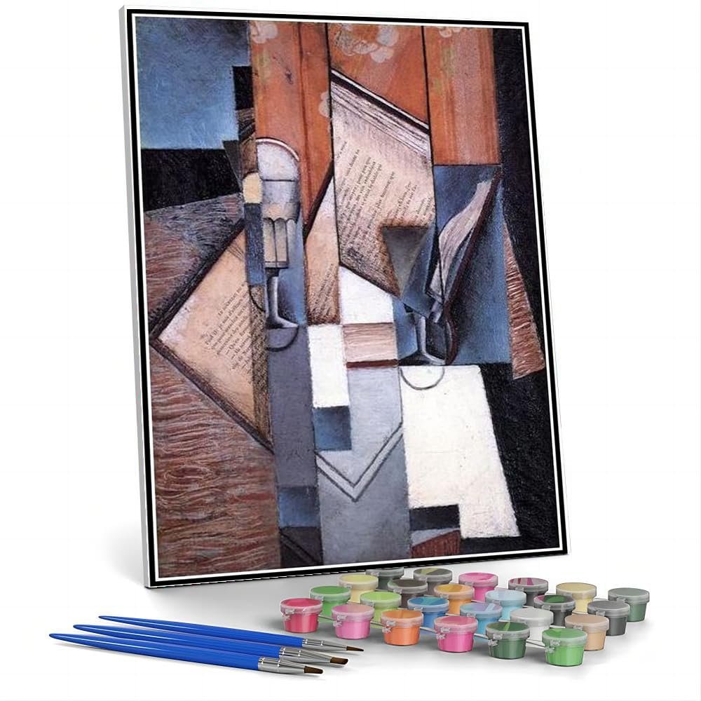 DIY Oil Painting Kit,The Book Painting by Juan Gris DIY Oil Painting Paint by Number Kits