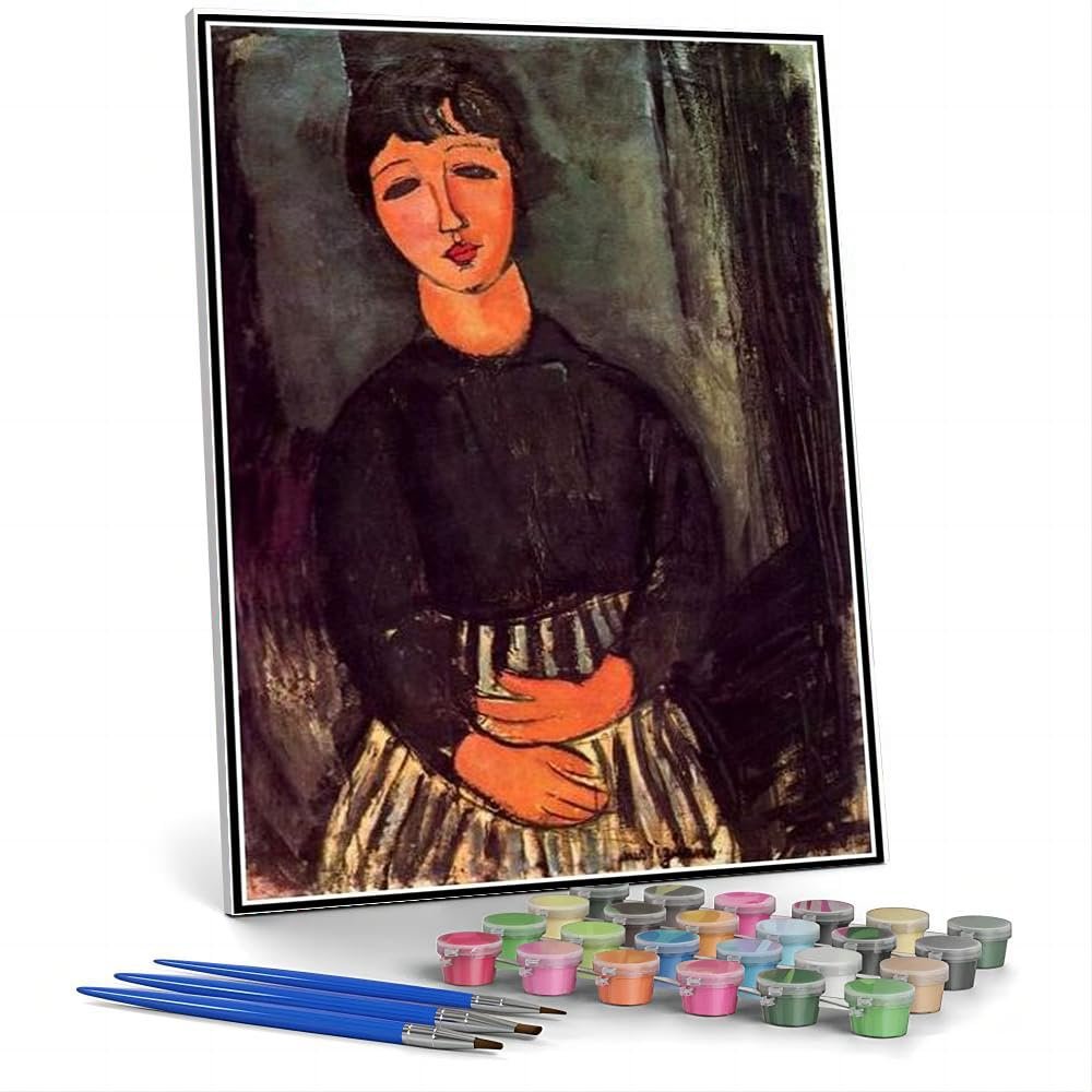DIY Oil Painting Kit,A Young Girl Painting by Amedeo Modigliani Paint by Number Kit On Canvas for Beginners