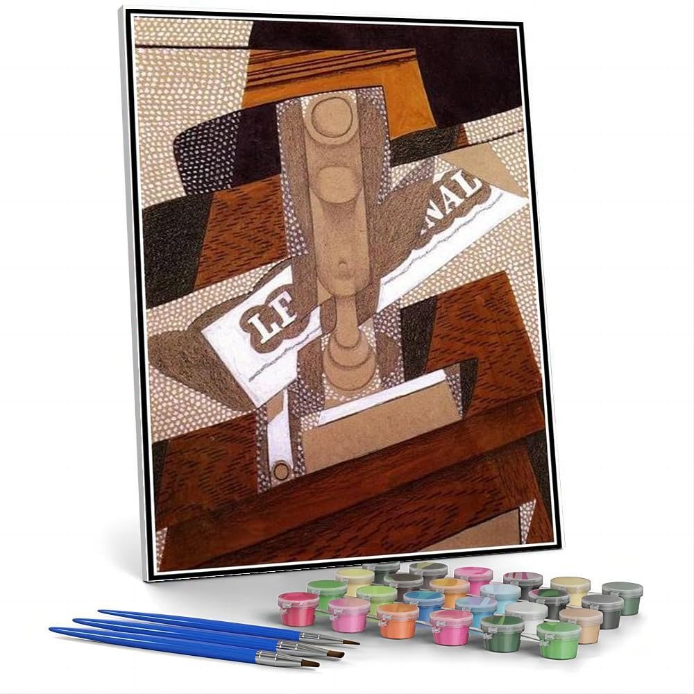 DIY Oil Painting Kit,The Pipe Painting by Juan Gris Paint by Numbers Kit for Kids and Adults