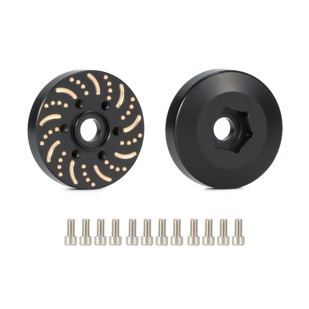 AMK 2Pcs 128g 1/10 RC Crawler Brass Weight 9mm Extended Wheel Hubs 12mm Hex Adapters 2.2 1.9 Beadlock Wheel Rims Universal for Axial SCX10 Capra TRX6 VS4-10 Gen8 Element Enduro TRX4 Upgrades (9mm)