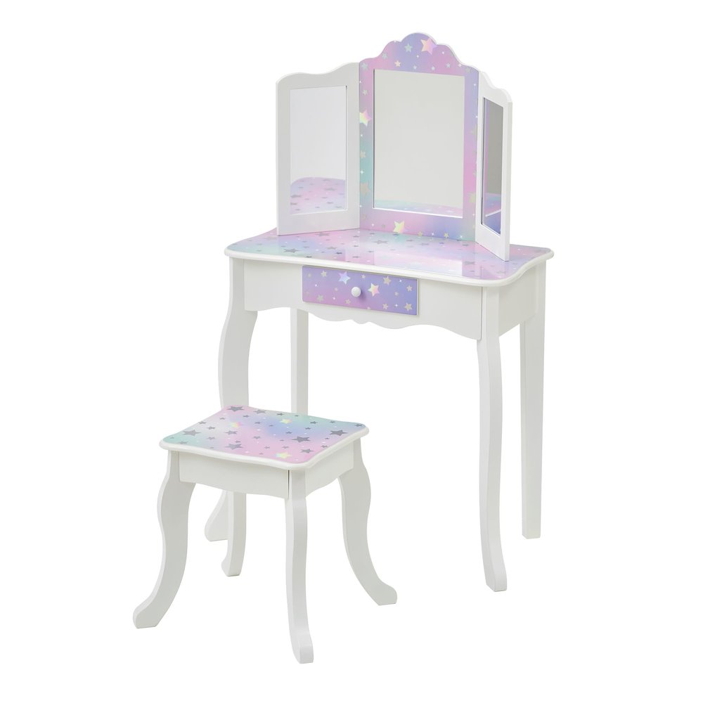 Teamson Kids - Starry Sky Print Gisele Medium Vanity - White/Lavender