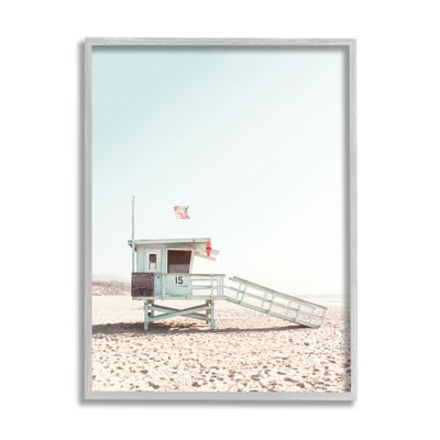 Lifeguard Hut Coastal Beach, 24 x 30 Inch Framed Gicle Print