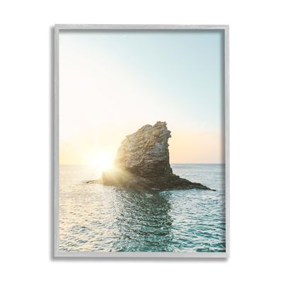 Ocean Rock Sunset Horizon Landscape, 24 x 30 Inch Framed Gicle Print