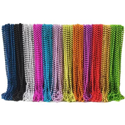 144 Pcs Mardi Gras Beads Necklaces, 12 Color 31.5 Inch 7mm Necklaces For Decorations, Party Favors, Carnivals, Parade