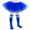 5 Layered Tutu Skirt for Kids Tulle Tutu Skirt with Tube Socks Princess Runners Costumes Cosplay for Girls Kids (Dark Blue) view 1