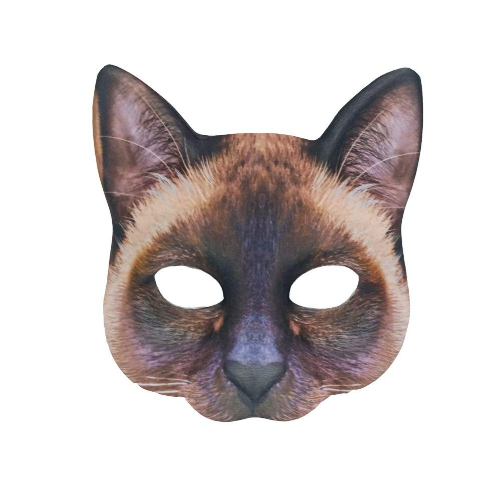 Aiffort 1Pcs Halloween Realistic Cat Masks Animal Cat Mask Masquerade Cosplay Accessories for Halloween Christmas Easter Novelty Costume Party Accessory (H-Style Cat Mask)