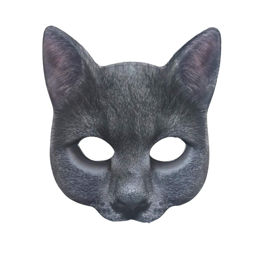 Aiffort 1Pcs Halloween Realistic Cat Masks Animal Cat Mask Masquerade Cosplay Accessories for Halloween Christmas Easter Novelty Costume Party Accessory (D-Style Cat Mask)
