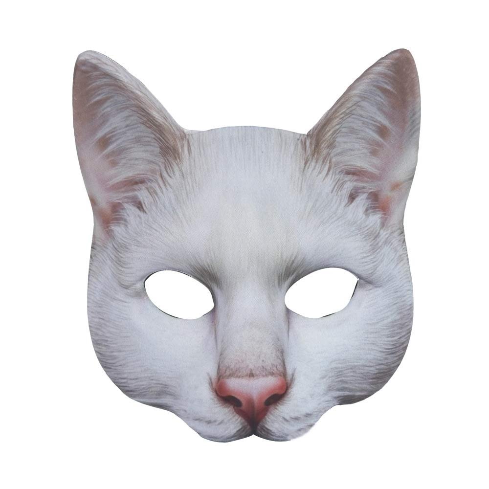 Aiffort 1Pcs Halloween Realistic Cat Masks Animal Cat Mask Masquerade Cosplay Accessories for Halloween Christmas Easter Novelty Costume Party Accessory (A-Style Cat Mask)
