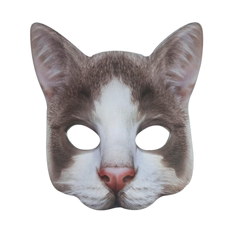 Aiffort 1Pcs Halloween Realistic Cat Masks Animal Cat Mask Masquerade Cosplay Accessories for Halloween Christmas Easter Novelty Costume Party Accessory (B-Style Cat Mask)
