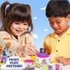 Bluey Paint & Play Tea Set - 6-Piece Wooden Set, Customize with Paint & Stickers, 2 Wearable Crowns, Fun Toys for Kids, Cute Birthday Party Decorations, Pretend Play view 2