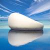 California Sun Cucciolo Round Luxury Inflatable Fabric Sun Lounger Pool Float Chaise - Poolside Lounge Chair - Deluxe Ultra-Wide Floating Island Day Bed (Beige) view 3