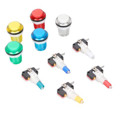 Tyenaza 32mm Arcade Game Push Button, 5 Colors LED Light Self Reset DIY Arcade Machine Button Switch for Gamepads