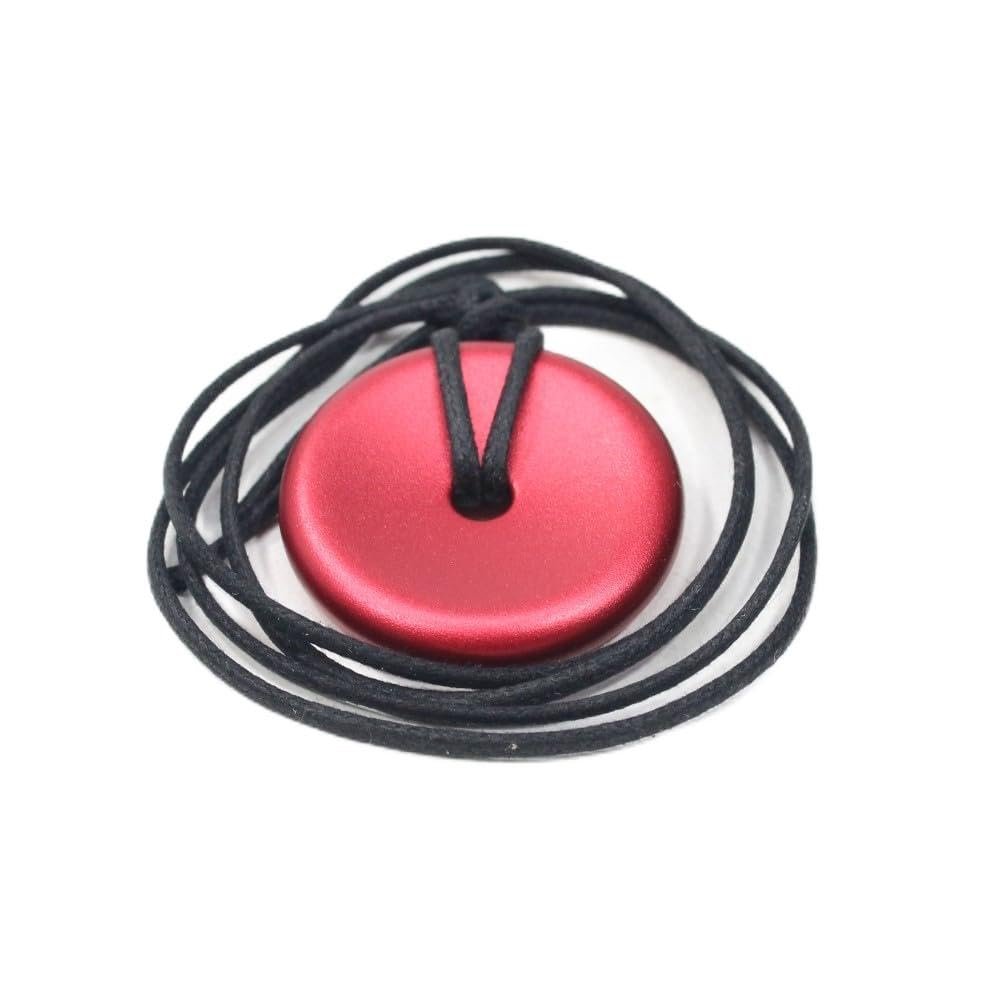 AroundSquare Wearable Deadeye Contact Coin-Regular - Pendant Version of a Manipulation, Worry Stone (Anodized Aluminum Red)