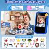 Kids Phone for Boys, Christmas Birthday Gifts for Boy Girl Age 3-10 Kids Toys Cell Phone, 2.8" Touchscreen Toddler Learning Play Toy Phone with Dual Camera, Game, Music Player, 8GB Card Blue view 3