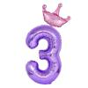40 Inch Purple Number 3 Balloons With Princess Crown, Number 3 Foil Helium Balloons, 3rd Birthday Party Decorations. (Purple 3) view 1