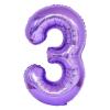 40 Inch Purple Number 3 Balloons With Princess Crown, Number 3 Foil Helium Balloons, 3rd Birthday Party Decorations. (Purple 3) view 2