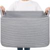 Goodpick Large Toy Basket for Blankets, Baby Laundry Basket, Storage Baskets for Organizing, Laundry Hamper for Dirty Clothes, Towel, Woven Rope Storage Baskets, 21.6" x 14.9" x 11.8", Gray view 1