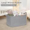 Goodpick Large Toy Basket for Blankets, Baby Laundry Basket, Storage Baskets for Organizing, Laundry Hamper for Dirty Clothes, Towel, Woven Rope Storage Baskets, 21.6" x 14.9" x 11.8", Gray view 2