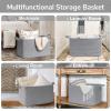 Goodpick Large Toy Basket for Blankets, Baby Laundry Basket, Storage Baskets for Organizing, Laundry Hamper for Dirty Clothes, Towel, Woven Rope Storage Baskets, 21.6" x 14.9" x 11.8", Gray view 4